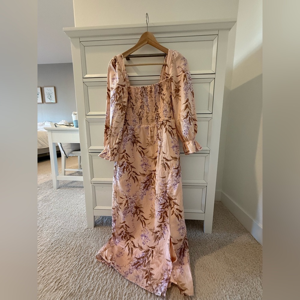 House of Harlow 1960 Blush Floral Long Sleeve Dress